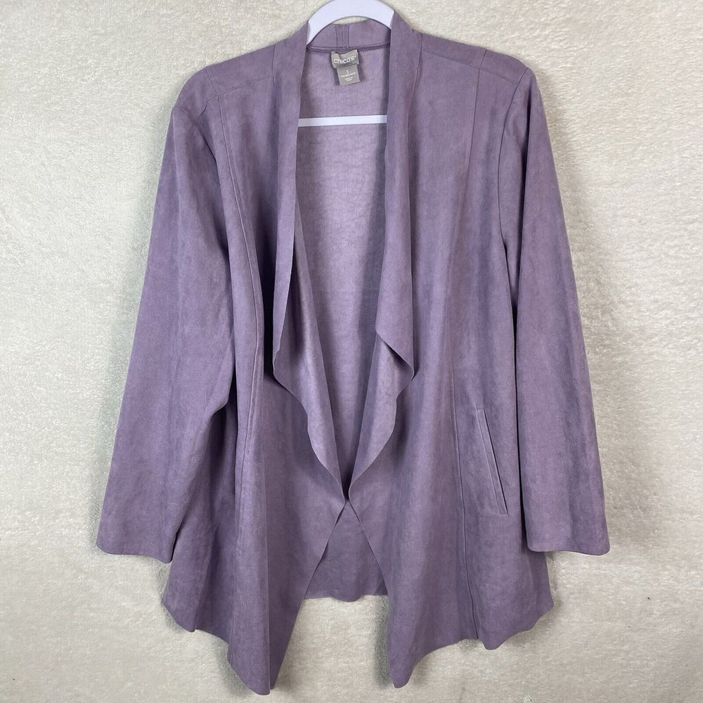 Chico's Lavender Open Front Faux Suede Jacket